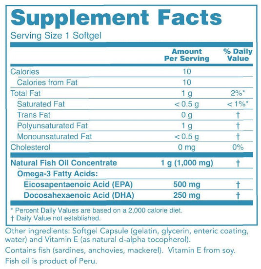 Pure Omega-3 Supplement Facts