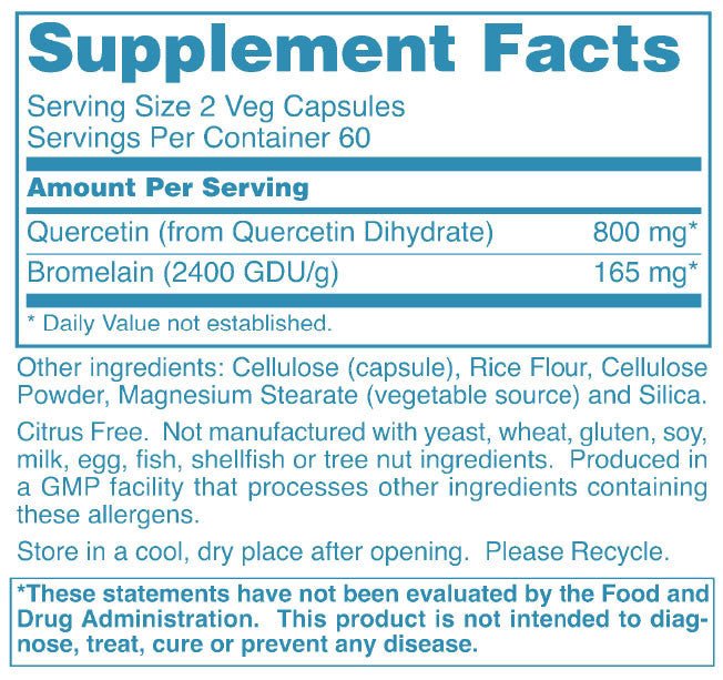 Load image into Gallery viewer, Quercetin with Bromelain Supplement Facts