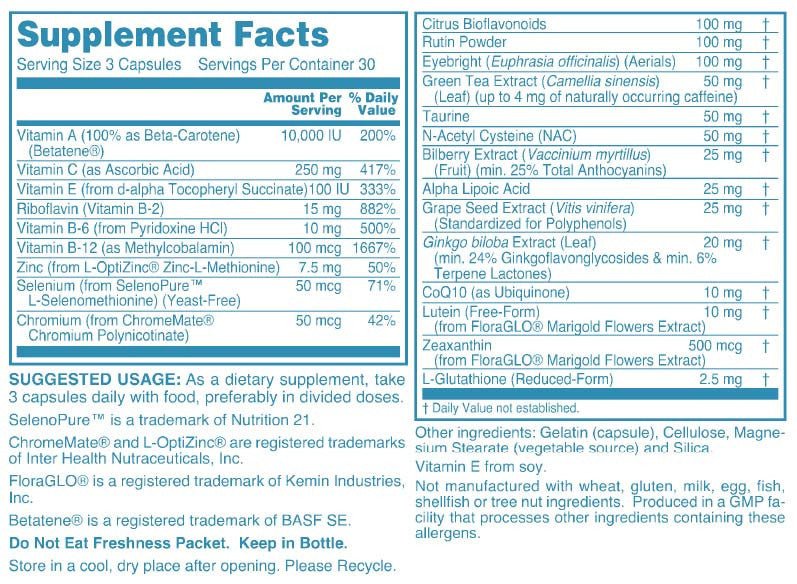 Load image into Gallery viewer, Clinical Strength Vision Support Supplement Facts