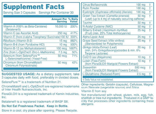 Clinical Strength Vision Support Supplement Facts