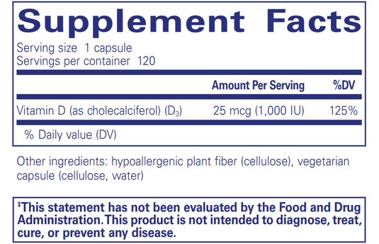 Vitamin D3 25 mcg (1,000 IU)