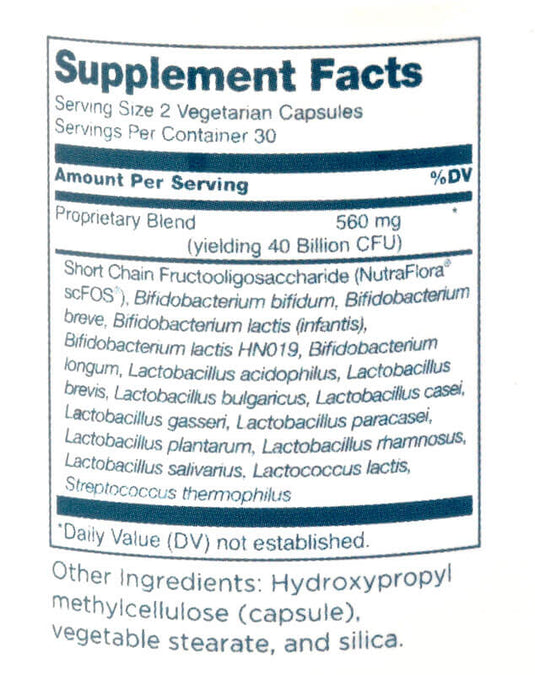 Probiotic Pro 15 Billion Ingredients