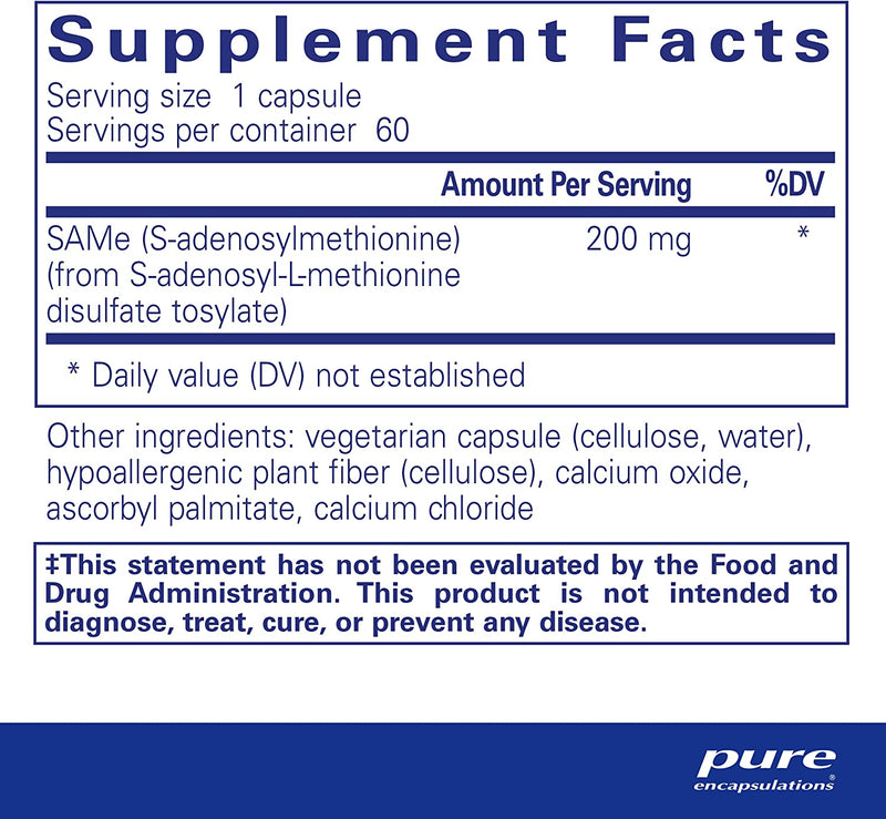 s adenosylmethionine glutathione Pure Encapsulations Same S-Adenosylmethionine 180's, 60 Capsules Product